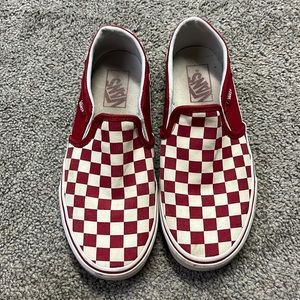 Women’s Vans slide on - red checkerboard
